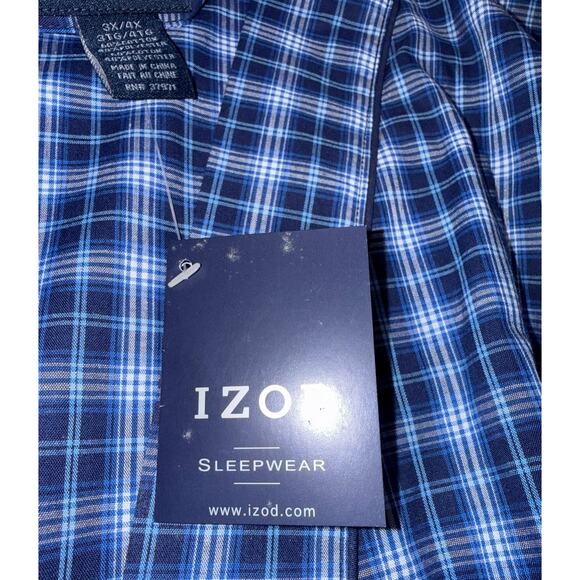 IZOD Plaid Robe Sleepwear Big & Tall 3X/4X Blue Blend Belted Lounge Kimono - Picture 3 of 7